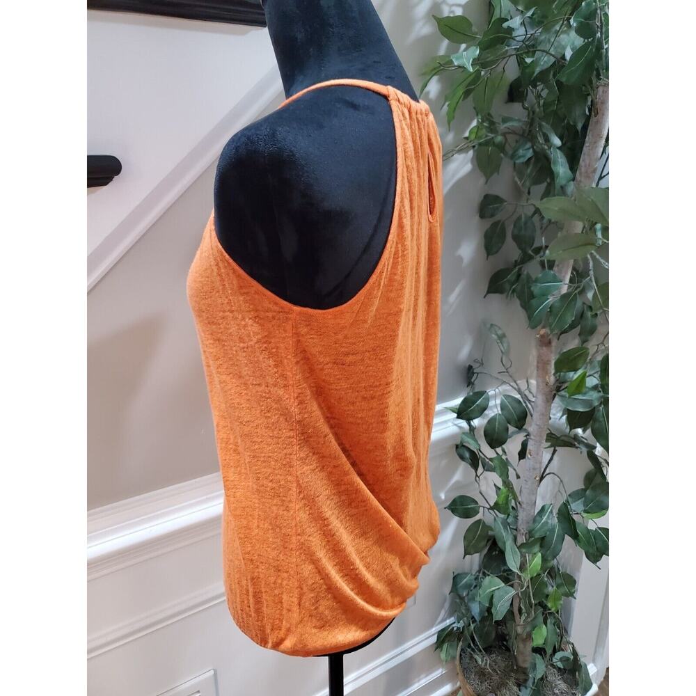 International Concepts Orange 100% Linen Round Neck Sleeveless Top Blouse Small - Picture 4 of 12